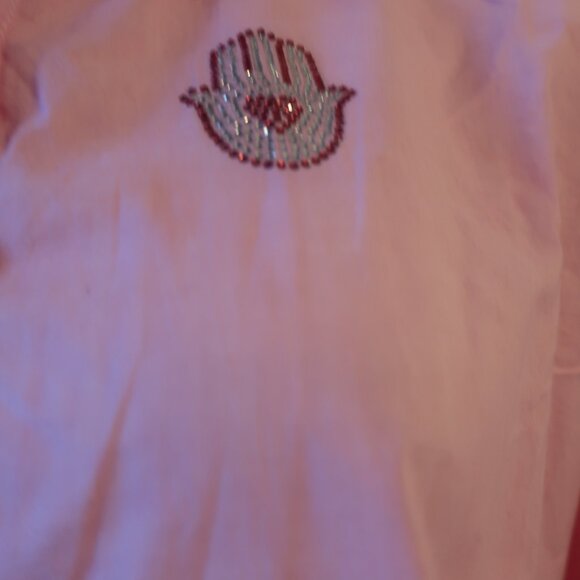 NWT Womens Romi Basha Pink Hamsa Button Down Shirt O/S* - Picture 3 of 6